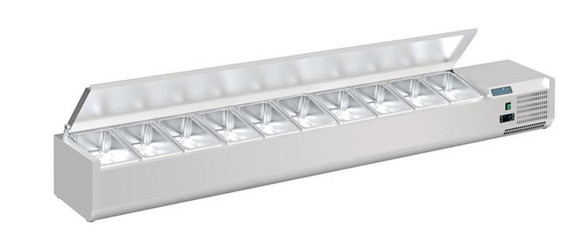 Polar FA857-A G-Series Countertop Prep Fridge with Lid 10x 1/4GN with Hard Stainless Lid