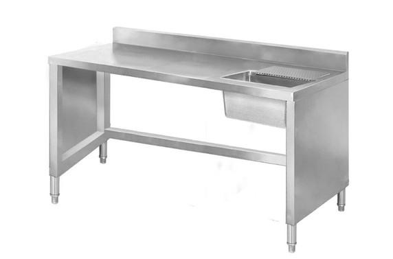 Modular Systems SSB6-1400R Stainless Steel Sink Workbench with Splashback & Right-Hand Bowl (1400mm Wide)
