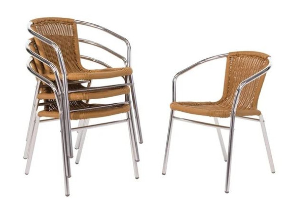 U422 Bolero Aluminium & Natural Wicker Chair (Pack of 4)