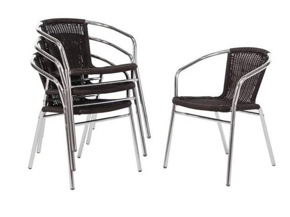 Bolero U507 Black Wicker Chair with Aluminium Frame (Pack 4)