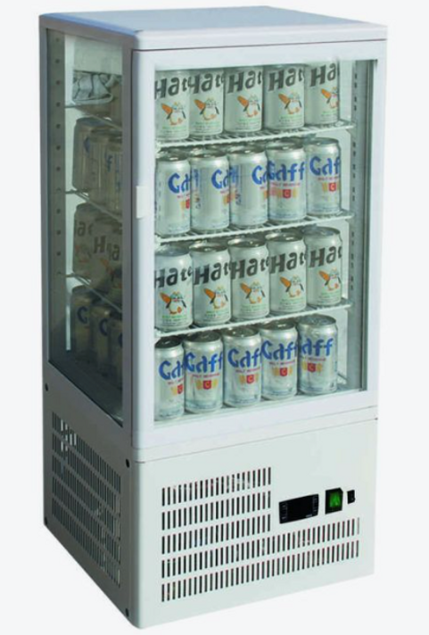 Thermaster Four-Sided Countertop Beverage Display Fridge White - TCBD78W Thermaster Four-Sided Countertop Beverage Display Fridge White - TCBD78W
