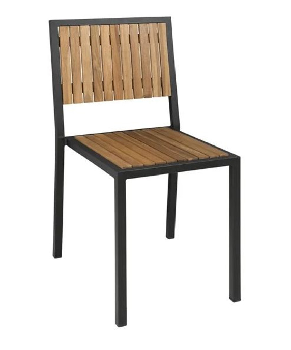 Bolero DS150 Steel & Acacia Side Chairs (Pack of 4)