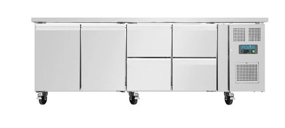 Polar UA021-A U-series Double Door and 4 Drawer Counter Fridge 476 Ltr