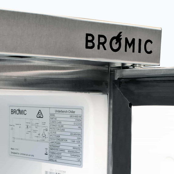 Bromic UBC0140SD - Under Bench Fridge - 138L - 1 Door - Stainless Steel