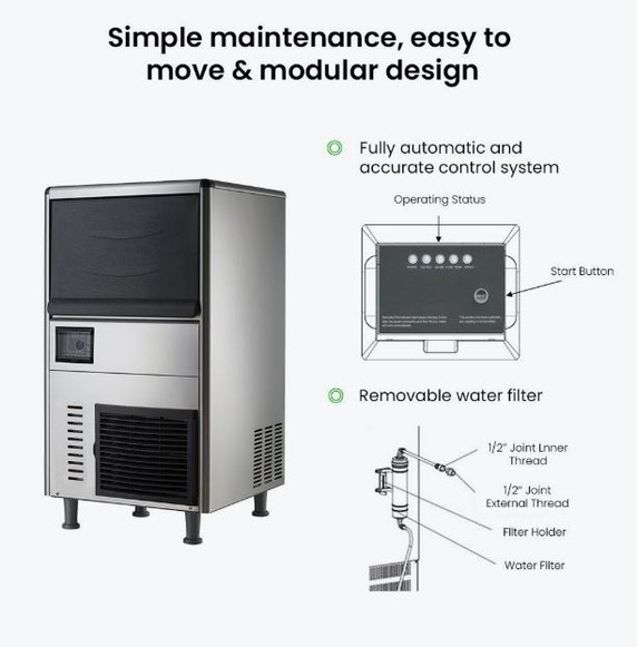 SN-068F Blizzard Ice Maker – 60kg Granular Commercial Ice Machine