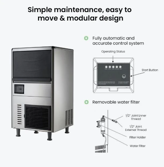 Blizzard SN-068F 60kg Commercial Granular Ice Machine | 20kg Bin 10A