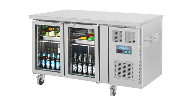 Polar UA023-A U-Series 2 Door Counter Fridge with Glass Doors 205Ltr