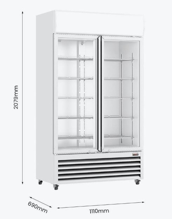 Thermaster Colourbond Upright Beverage Fridge 2 Doors White LG-1000P