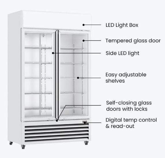 Thermaster Colourbond Upright Beverage Fridge 2 Doors White LG-1000P