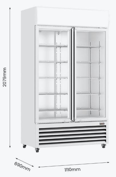 Thermaster Colourbond Upright Beverage Fridge 2 Doors White LG-1000P