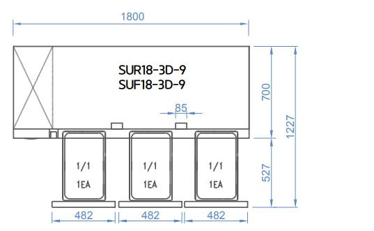 Skipio SUF18-3D-9 505L Under Counter 9 Drawer Freezer