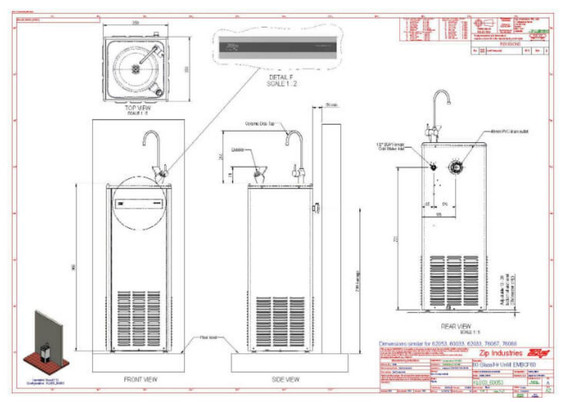 Zip Economaster 60 BCF 19 Freestanding Chilled Drinking Water With Bubbler and Carafe Filler- EM1501-1