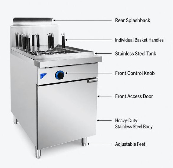 PC150-9 V Pan Natural Gas 9 Baskets Pasta and Noodle Cooker