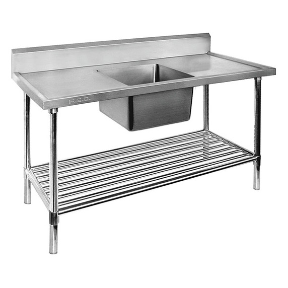 Single Centre Sink Bench with Pot Undershelf (1,200mm Wide - Model SSB7-1200C/A)