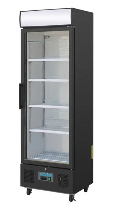 Polar G-Series GH427-A Upright Display Fridge 368Ltr Black