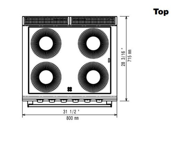 Zanussi 372026 EVO700 Electric Infrared 800mm 4 Zone Boiling Top with Electric Oven