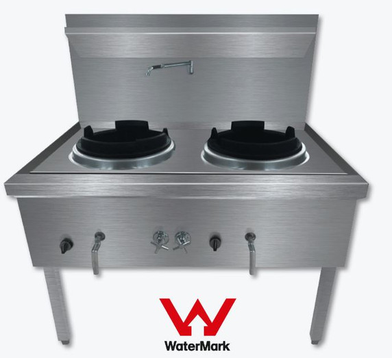 Gasmax Stainless Steel Waterless Nature Gas Double Wok Chimney Burner - WW-2NC