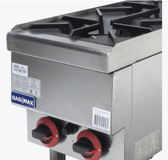 GASMAX Benchtop Natural Gas 2 Burner Cooktop w/ Splashback JUS-TR-2B