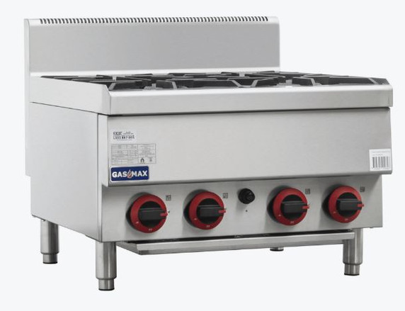 GASMAX Benchtop Natural Gas 4 Burner Cooktop w/ Splashback JUS-TR-4B