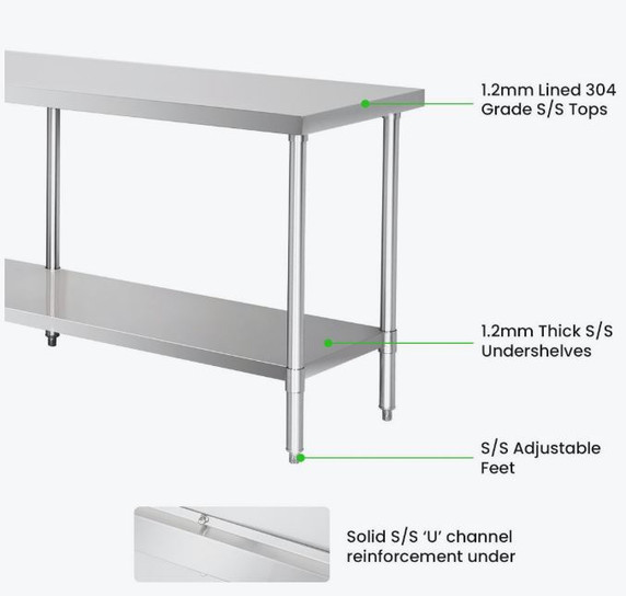 WB7-2400/A Stainless Steel Workbench