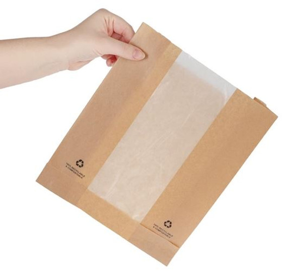 Fiesta DC875 Compostable Food Bags with Glassine Windows (Pack of 1000)