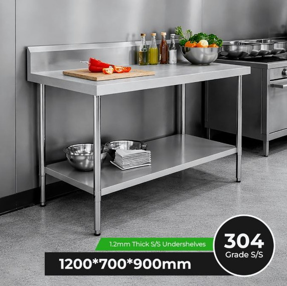 Modular Systems WBB7-1200/A 1200mm Stainless Steel Commercial Workbench with Splashback