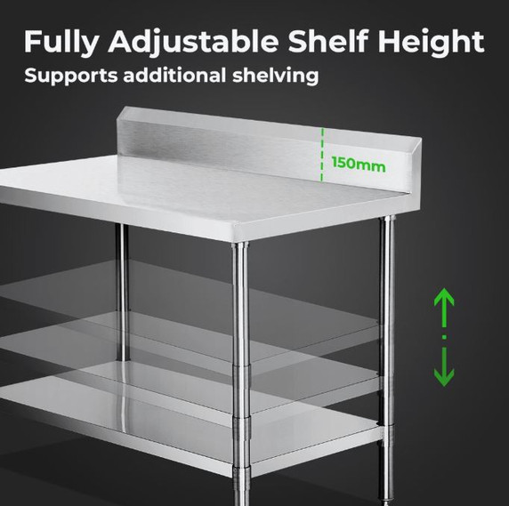 Modular Systems WBB7-1200/A 1200mm Stainless Steel Commercial Workbench with Splashback