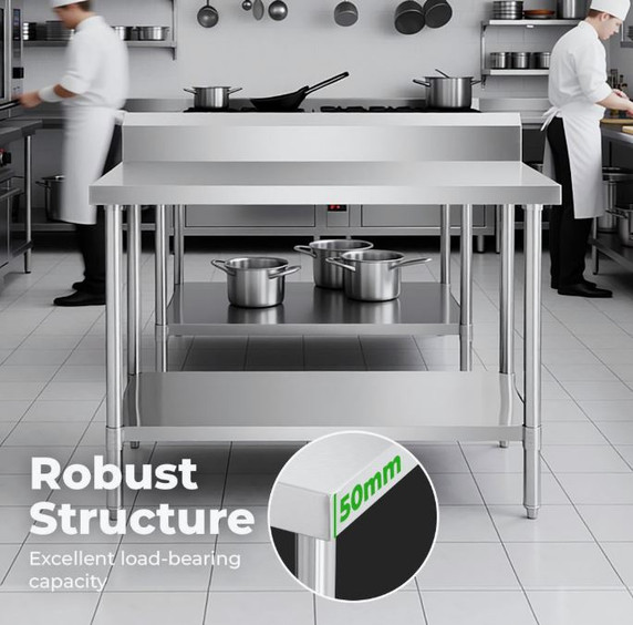 Modular Systems WBB7-1200/A 1200mm Stainless Steel Commercial Workbench with Splashback