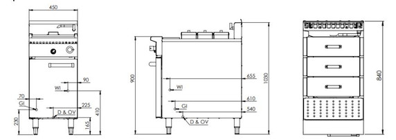 B+S Black Series NC-SW3 Noodle Cooker With Soup Warmer Insert 3 Rectangulars