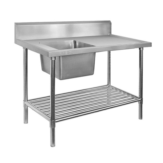 SSB7-1200L/A Single Left Sink Bench with Pot Undershelf 1200mm Width