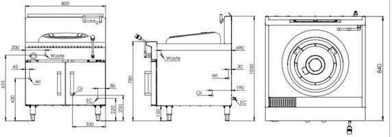 B+S Black Series CCF-HP1S Gas Single Hole Hi Pac Wok To Suit Bs Black Range Profile