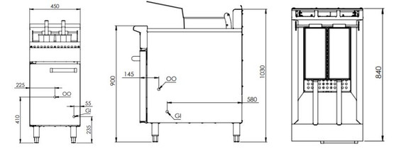 B+S Verro VTF-451 Gas Single Pan Turbo Fryer