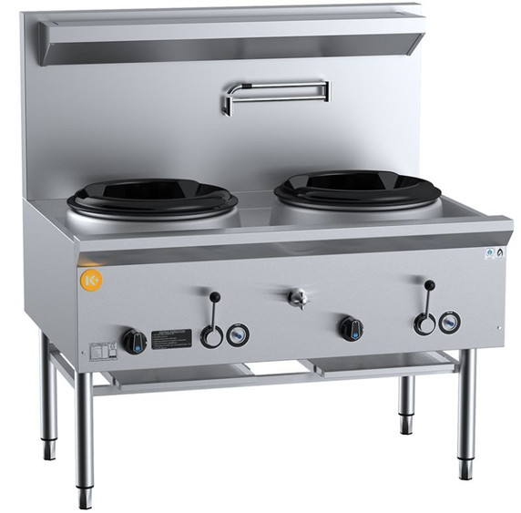 B+S K+ UFWWK-2 Gas Two Hole Gas Waterless Wok Table