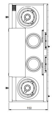 B+S Black Series CCF-HP2+2 Double Hole Hi Pac Wok with Two Centre Pots and Prep Table