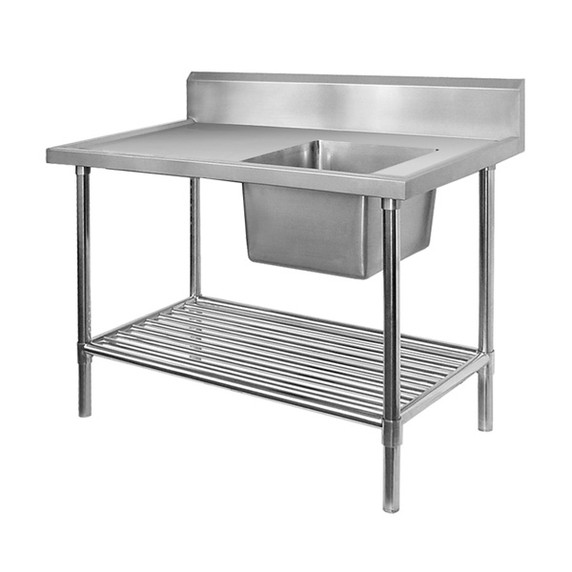 SSB7-1200R/A Single Right Sink Bench with Pot Undershelf 1200mm Width