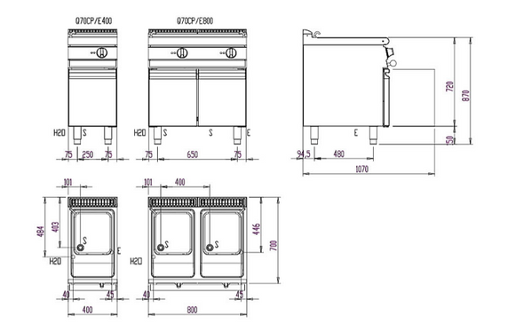 Baron Q70CP/E800 Double Basin Electric Pasta Cooker