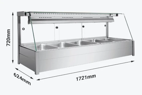 Bonvue BM17TC Angled Glass Countertop Wet and Dry Bain Marie (5 x GN 1/1)