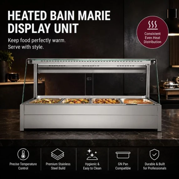 Bonvue BM17TC Angled Glass Countertop Wet and Dry Bain Marie (5 x GN 1/1)