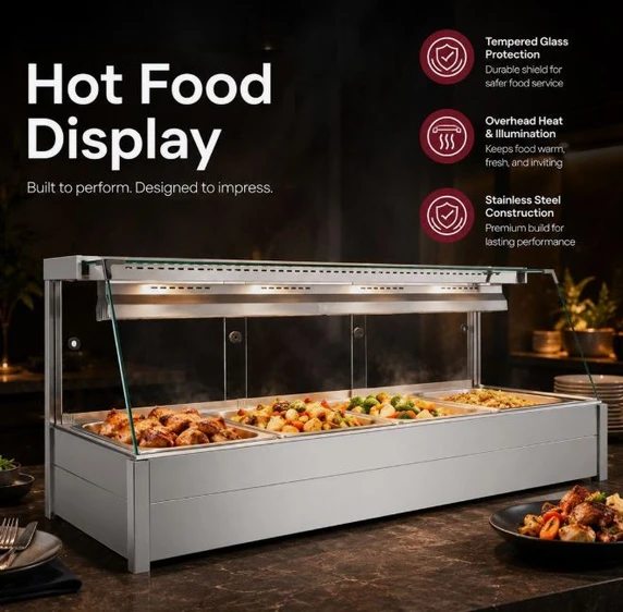 Bonvue BM17TC Angled Glass Countertop Wet and Dry Bain Marie (5 x GN 1/1)