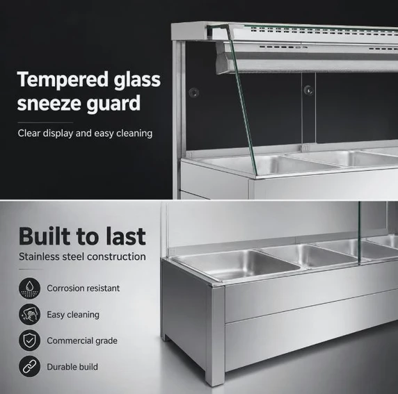 Bonvue BM17TC Angled Glass Countertop Wet and Dry Bain Marie (5 x GN 1/1)