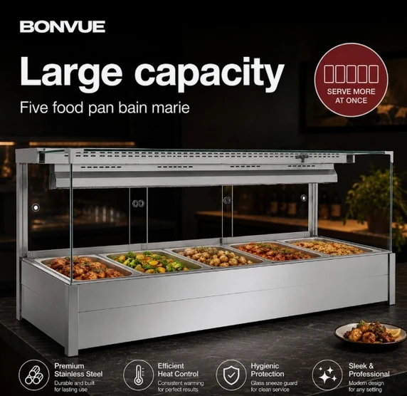 Bonvue BM17SC Square Countertop Wet and Dry Bain Marie (5 x GN 1/1)