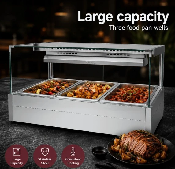 Bonvue BM11SC Square Countertop Wet and Dry Bain Marie (3 x GN 1/1)
