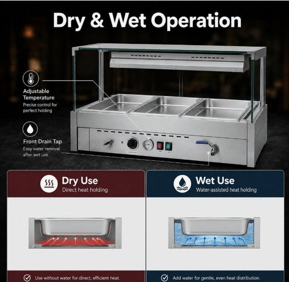 Bonvue Square Countertop Wet and Dry Bain Marie BM11SC