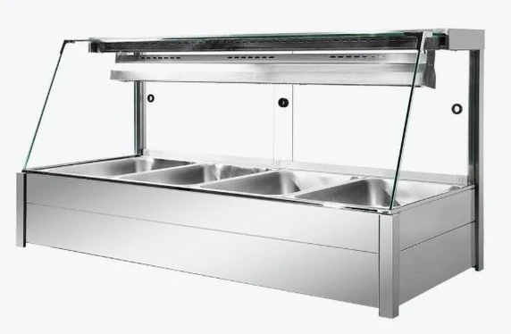 Bonvue BM14TC Angled Glass Countertop Wet and Dry Bain Marie (4 x GN 1/1)