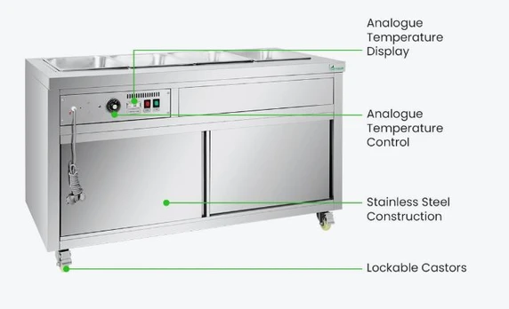 Thermaster Premium Wet and Dry Bain Marie Food Display 4x1/1 GN Pans PG150FE-XB