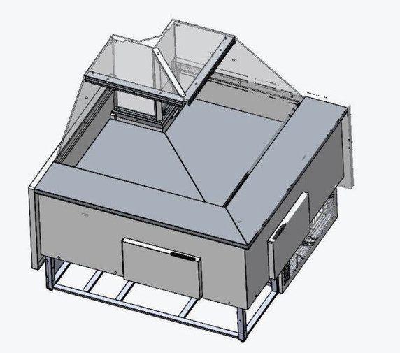 Tecnodom Series MR9.5 Black Corner Deli Display w/ Storage and Castors TDMR-I