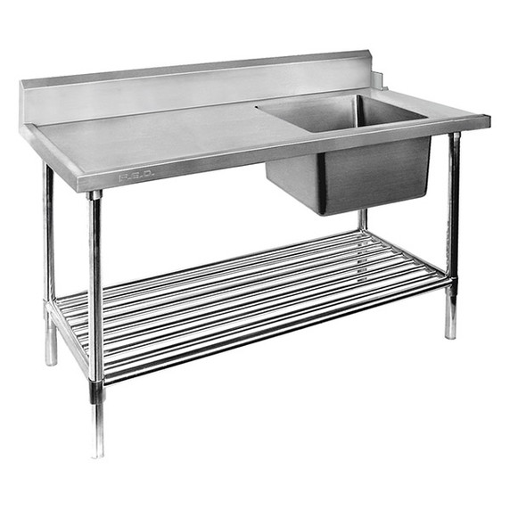 SSBD7-1200R/A Right Inlet Single Sink Dishwasher Bench 1200mm Width