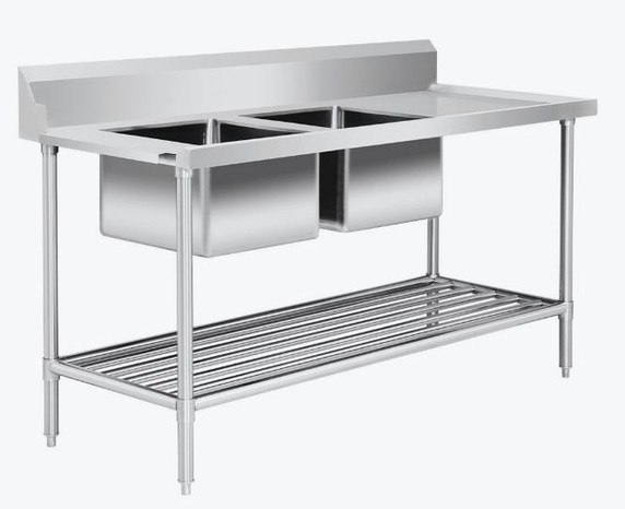 Left Inlet Double Sink Dishwasher Bench DSBD7-1800L/A