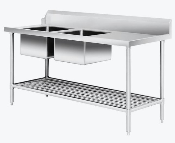 Left Inlet Double Sink Dishwasher Bench DSBD7-1800L/A