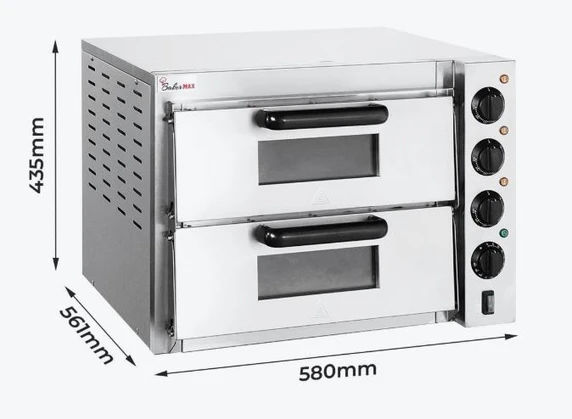 BakerMax EP-2T/15 Double Deck Pizza Oven | 15A Benchtop Oven